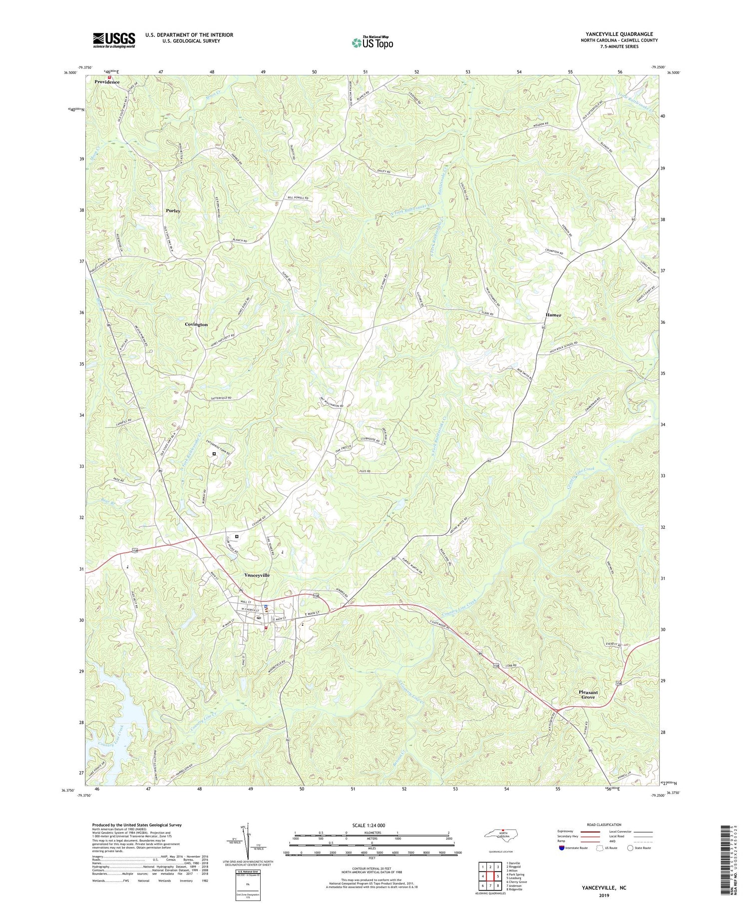 Yanceyville North Carolina US Topo Map Image