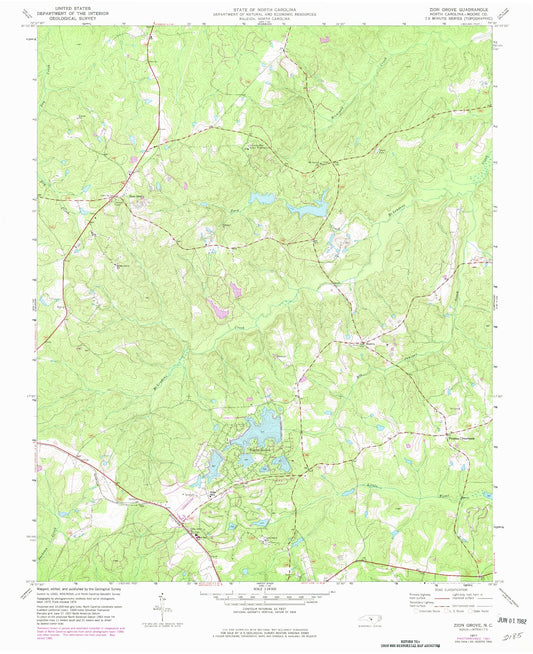 Classic USGS Zion Grove North Carolina 7.5'x7.5' Topo Map Image
