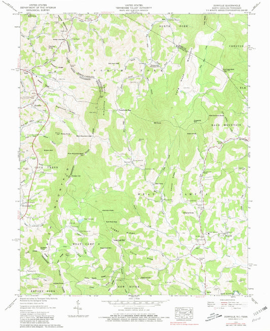 Classic USGS Zionville Tennessee 7.5'x7.5' Topo Map Image