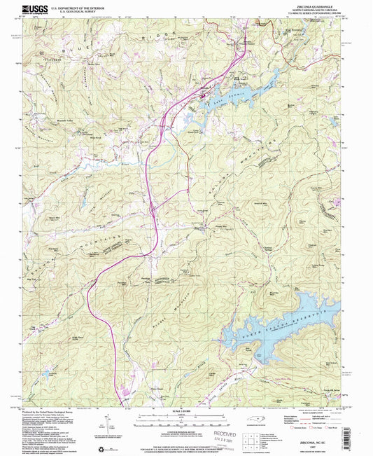 Classic USGS Zirconia North Carolina 7.5'x7.5' Topo Map Image