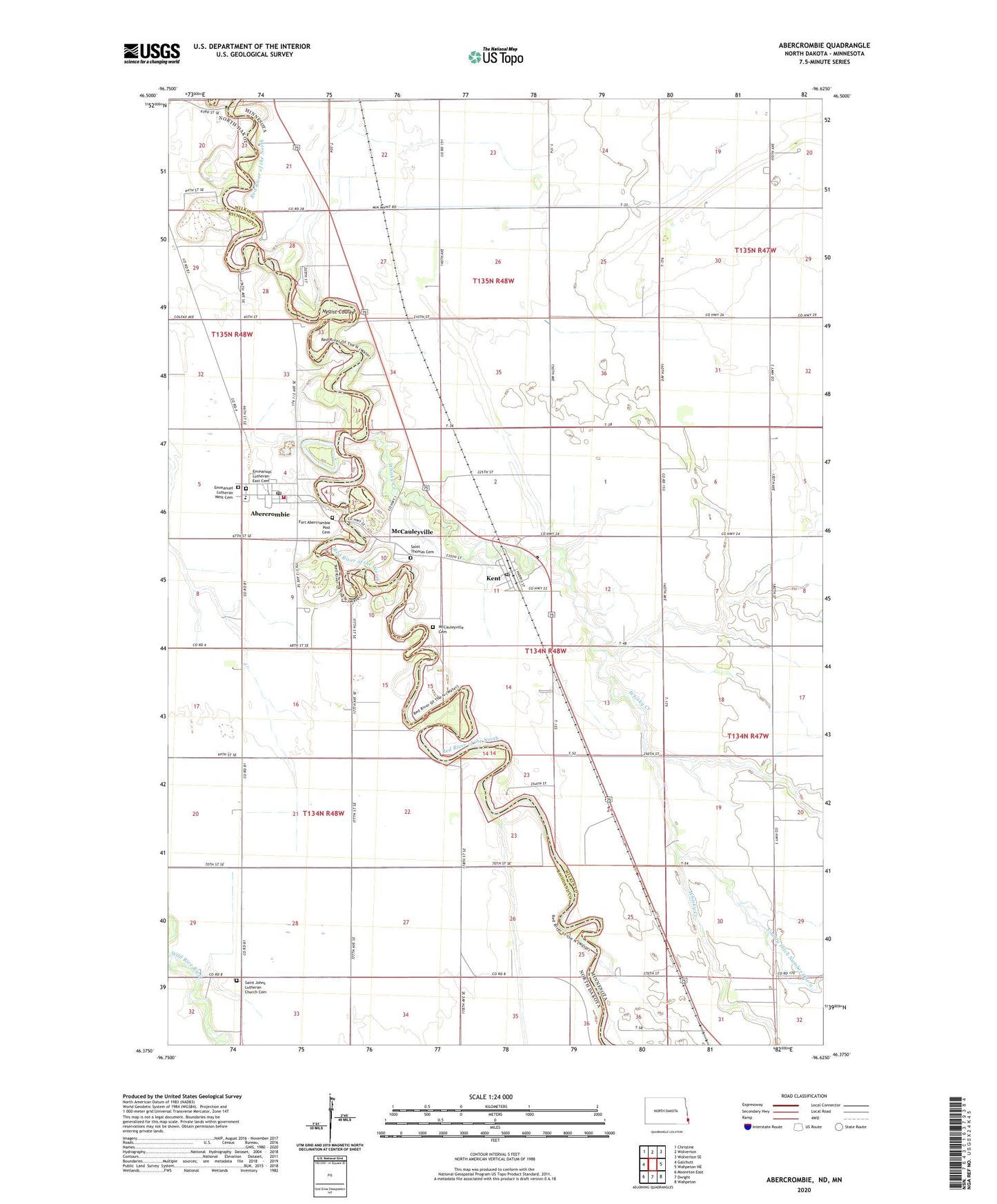 Abercrombie North Dakota US Topo Map Image