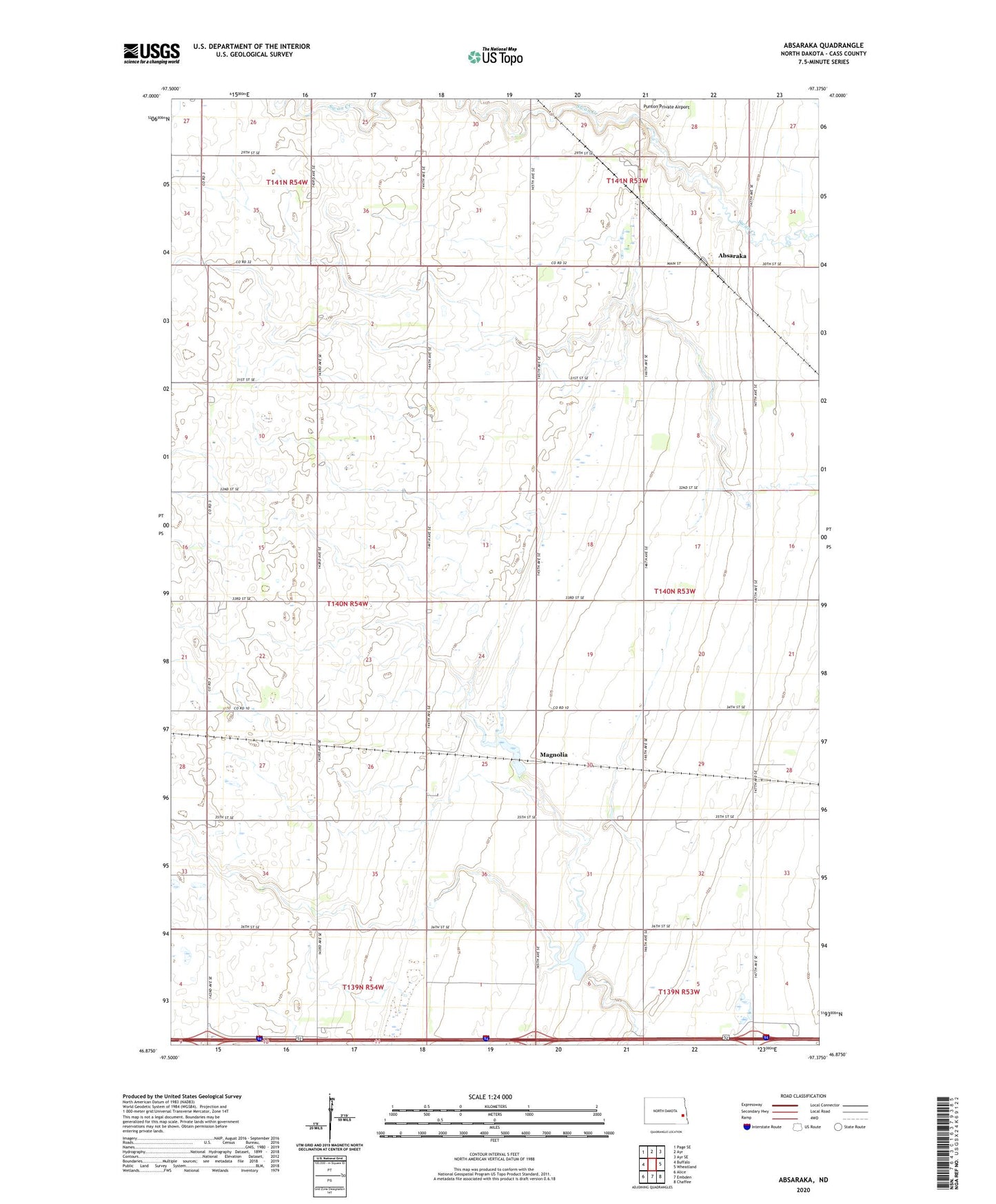 Absaraka North Dakota US Topo Map Image