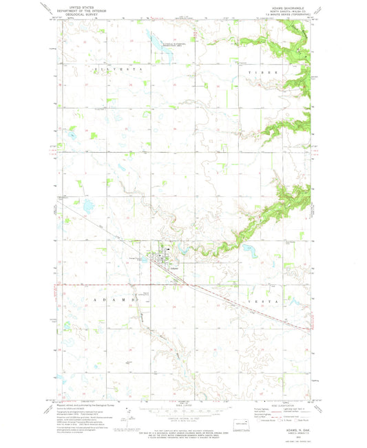 Classic USGS Adams North Dakota 7.5'x7.5' Topo Map Image