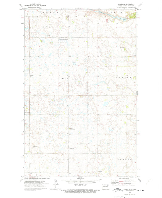 Classic USGS Adams SE North Dakota 7.5'x7.5' Topo Map Image