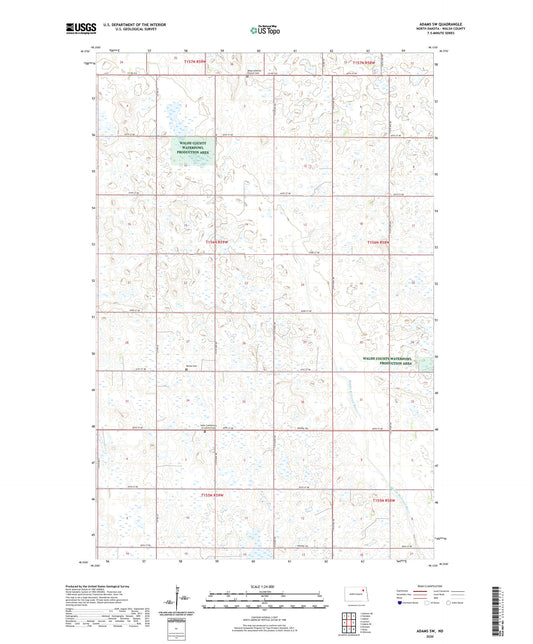 Adams SW North Dakota US Topo Map Image