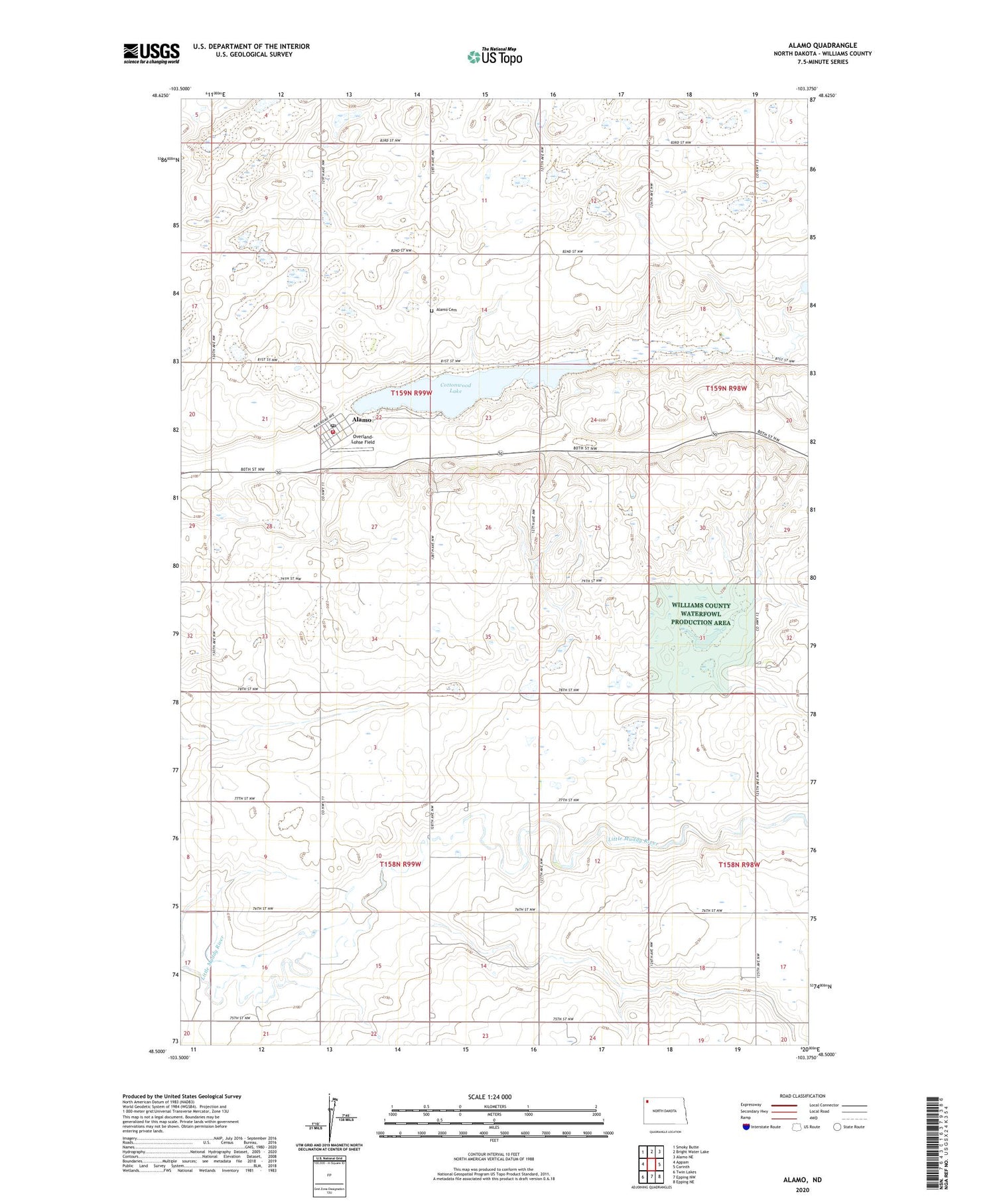 Alamo North Dakota US Topo Map Image