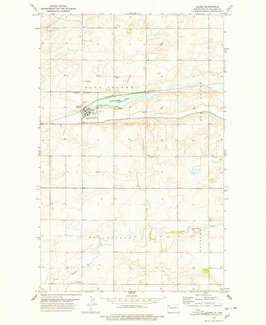 Classic USGS Alamo North Dakota 7.5'x7.5' Topo Map Image