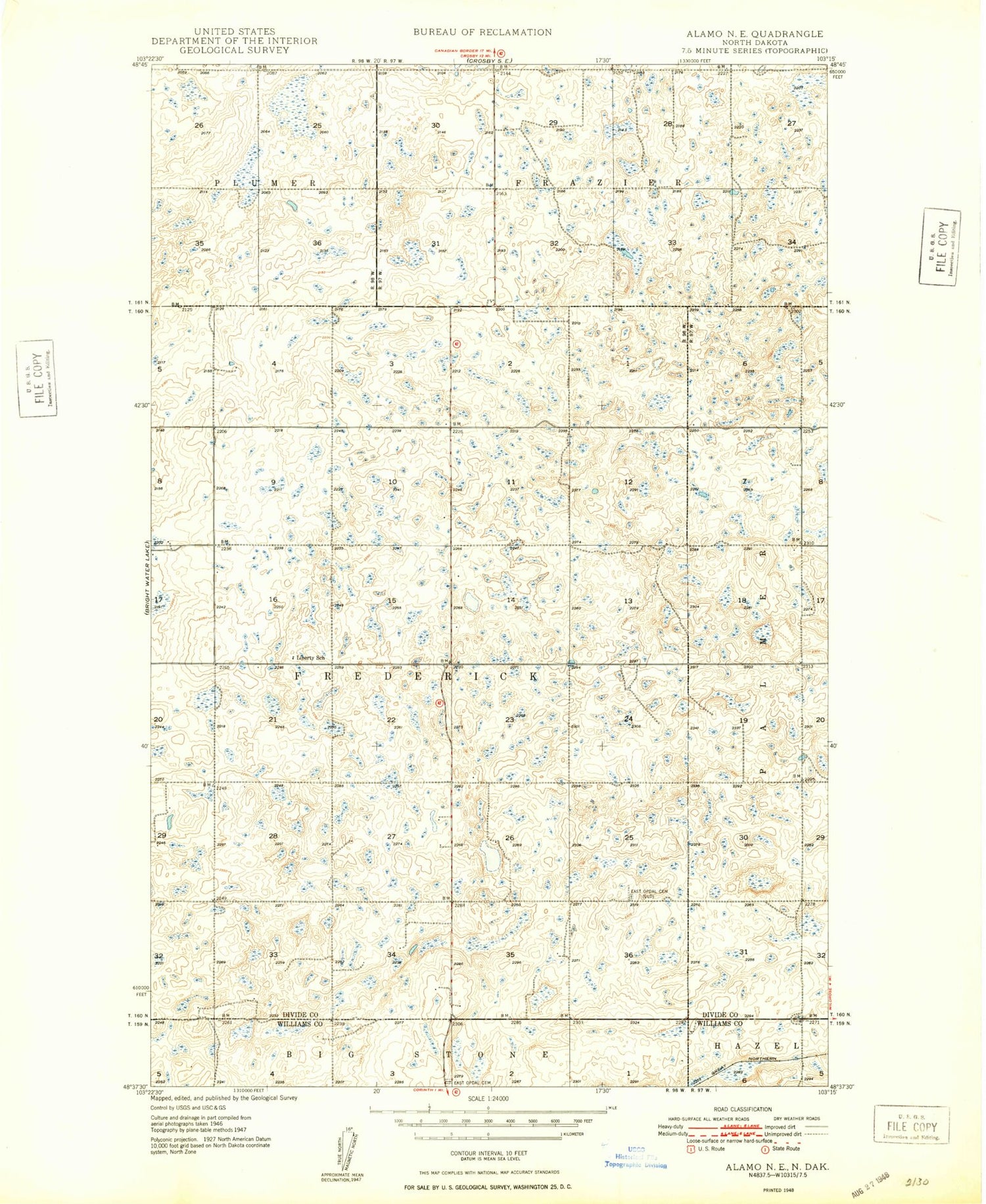 Classic USGS Alamo NE North Dakota 7.5'x7.5' Topo Map Image