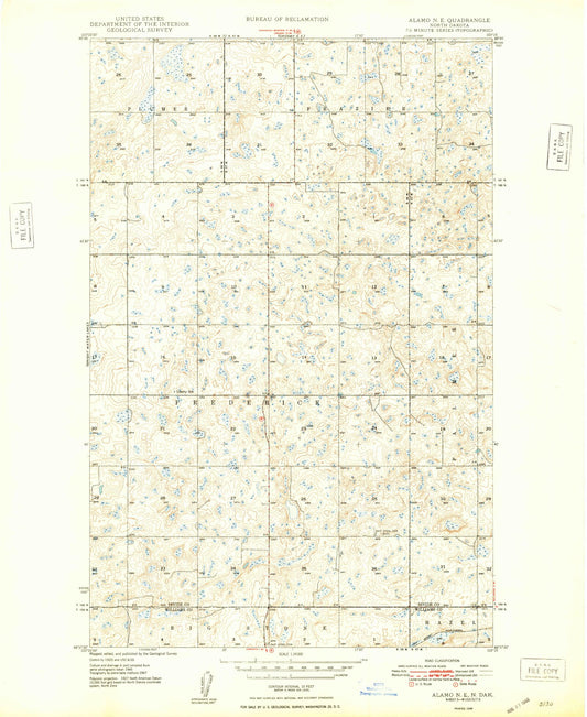 Classic USGS Alamo NE North Dakota 7.5'x7.5' Topo Map Image
