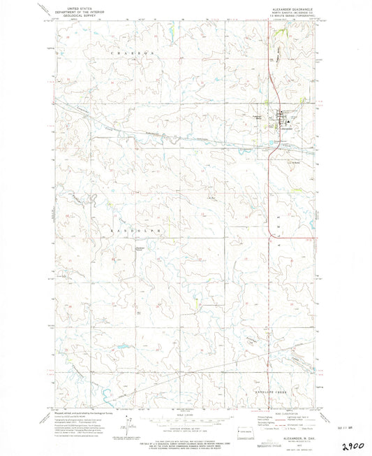 Classic USGS Alexander North Dakota 7.5'x7.5' Topo Map Image