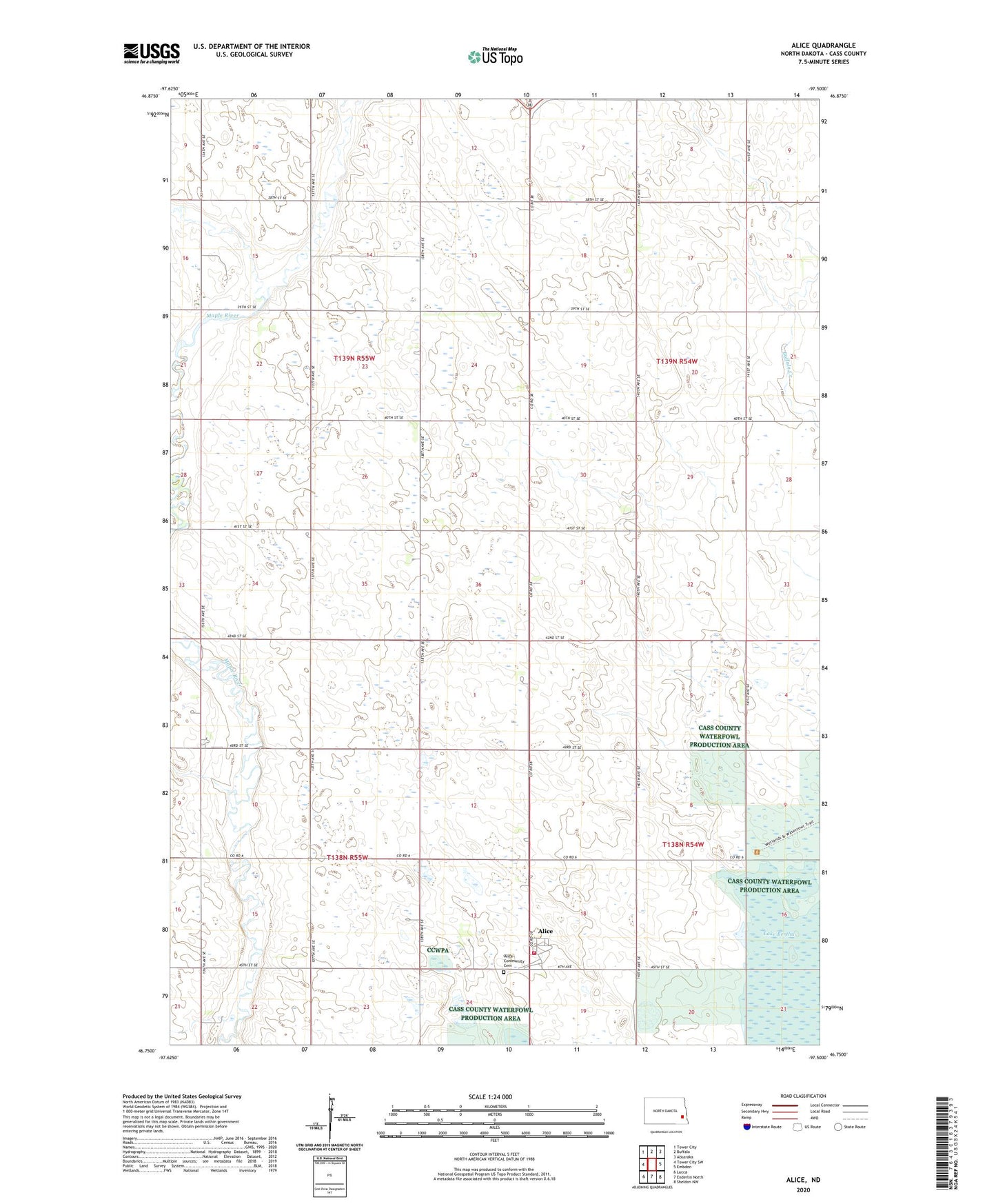 Alice North Dakota US Topo Map Image