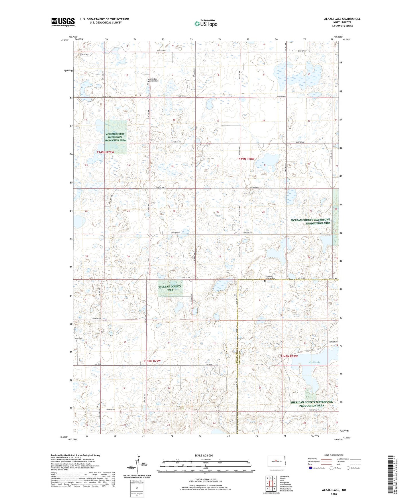 Alkali Lake North Dakota US Topo Map Image