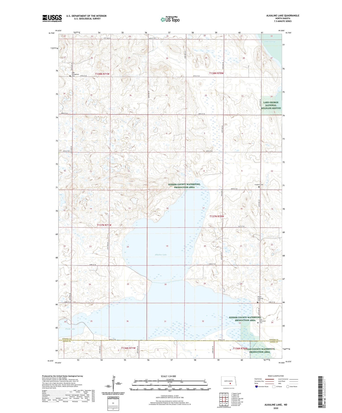 Alkaline Lake North Dakota US Topo Map Image