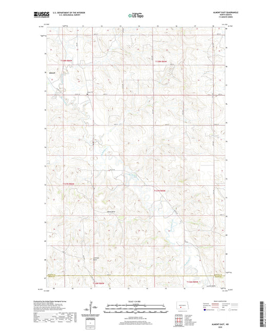 Almont East North Dakota US Topo Map Image