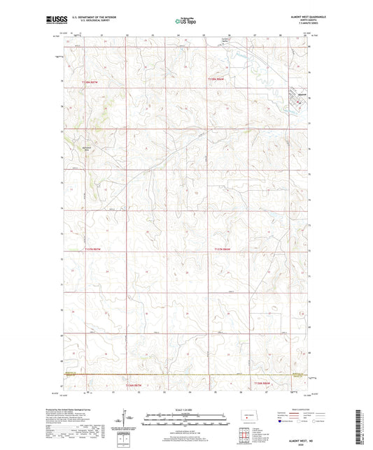 Almont West North Dakota US Topo Map Image