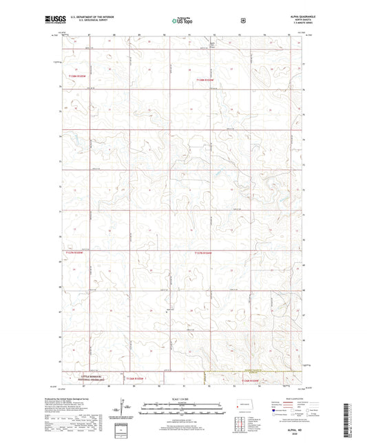 Alpha North Dakota US Topo Map Image