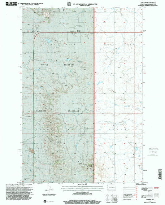 Classic USGS Amidon North Dakota 7.5'x7.5' Topo Map Image