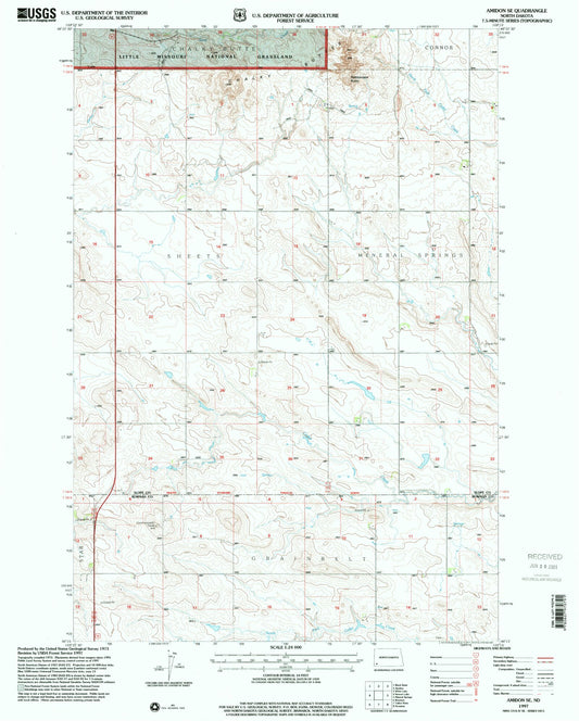 Classic USGS Amidon SE North Dakota 7.5'x7.5' Topo Map Image