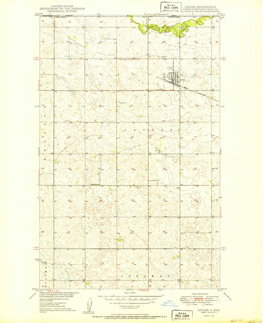 Classic USGS Antler North Dakota 7.5'x7.5' Topo Map Image