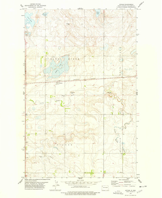 Classic USGS Appam North Dakota 7.5'x7.5' Topo Map Image