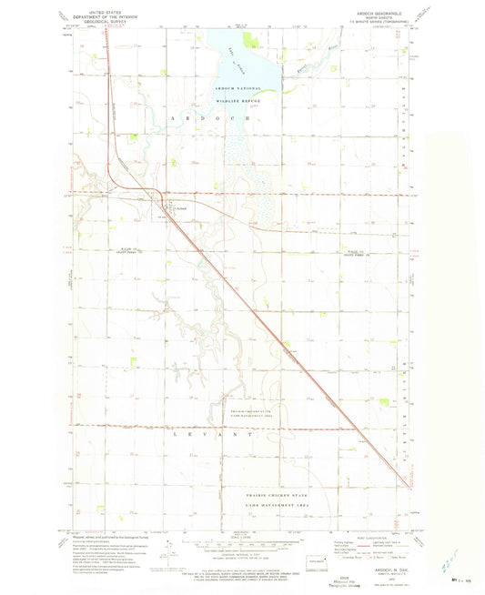 Classic USGS Ardoch North Dakota 7.5'x7.5' Topo Map Image