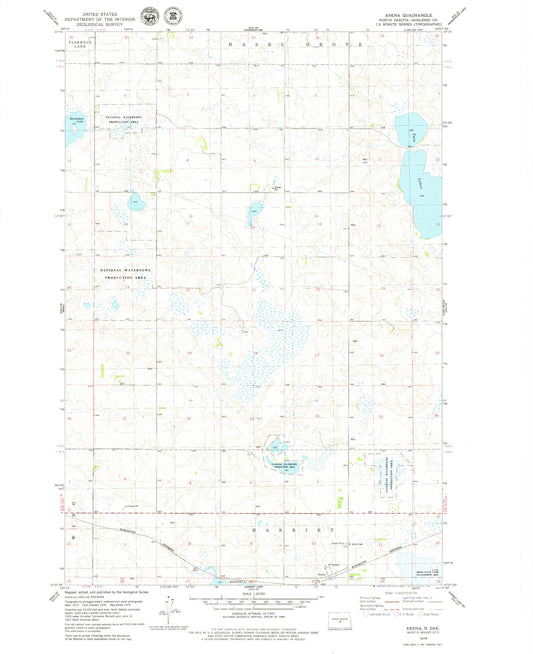 Classic USGS Arena North Dakota 7.5'x7.5' Topo Map Image