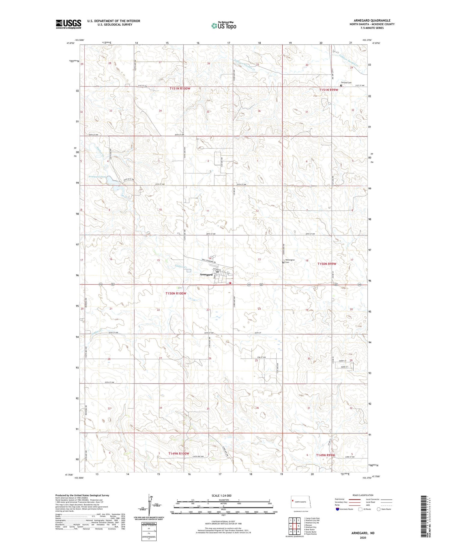 Arnegard North Dakota US Topo Map Image