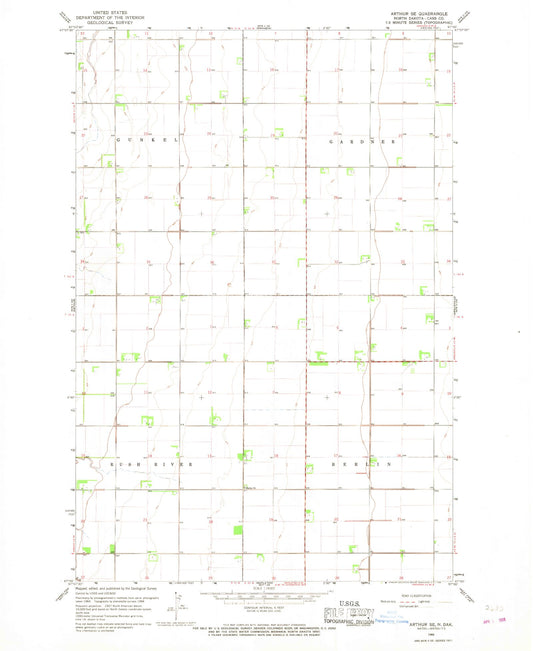 Classic USGS Arthur SE North Dakota 7.5'x7.5' Topo Map Image