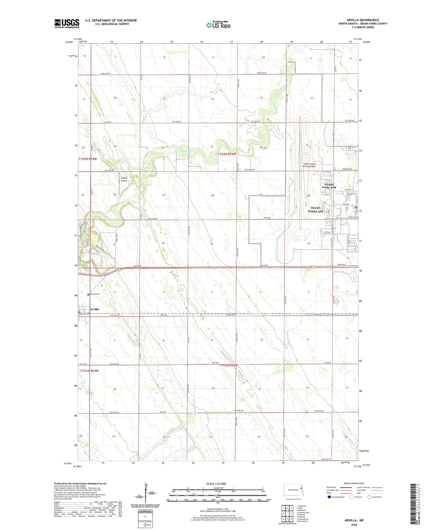 Arvilla North Dakota US Topo Map Image