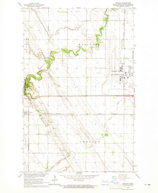 Classic USGS Arvilla North Dakota 7.5'x7.5' Topo Map Image