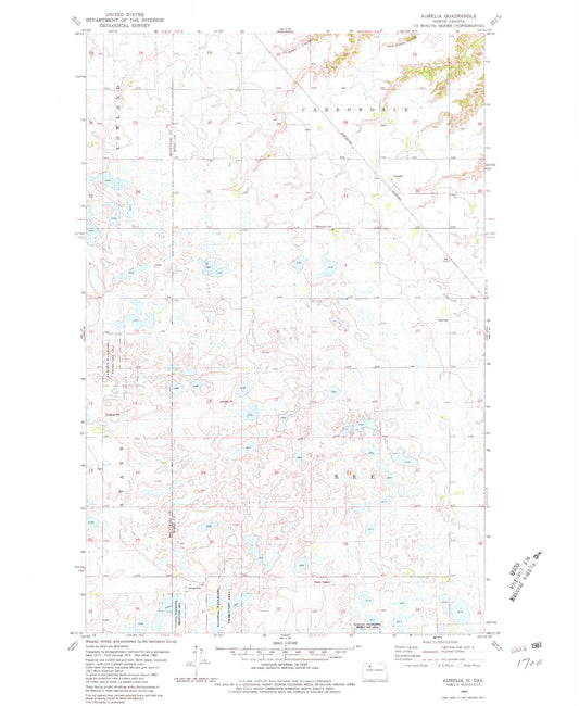 Classic USGS Aurelia North Dakota 7.5'x7.5' Topo Map Image