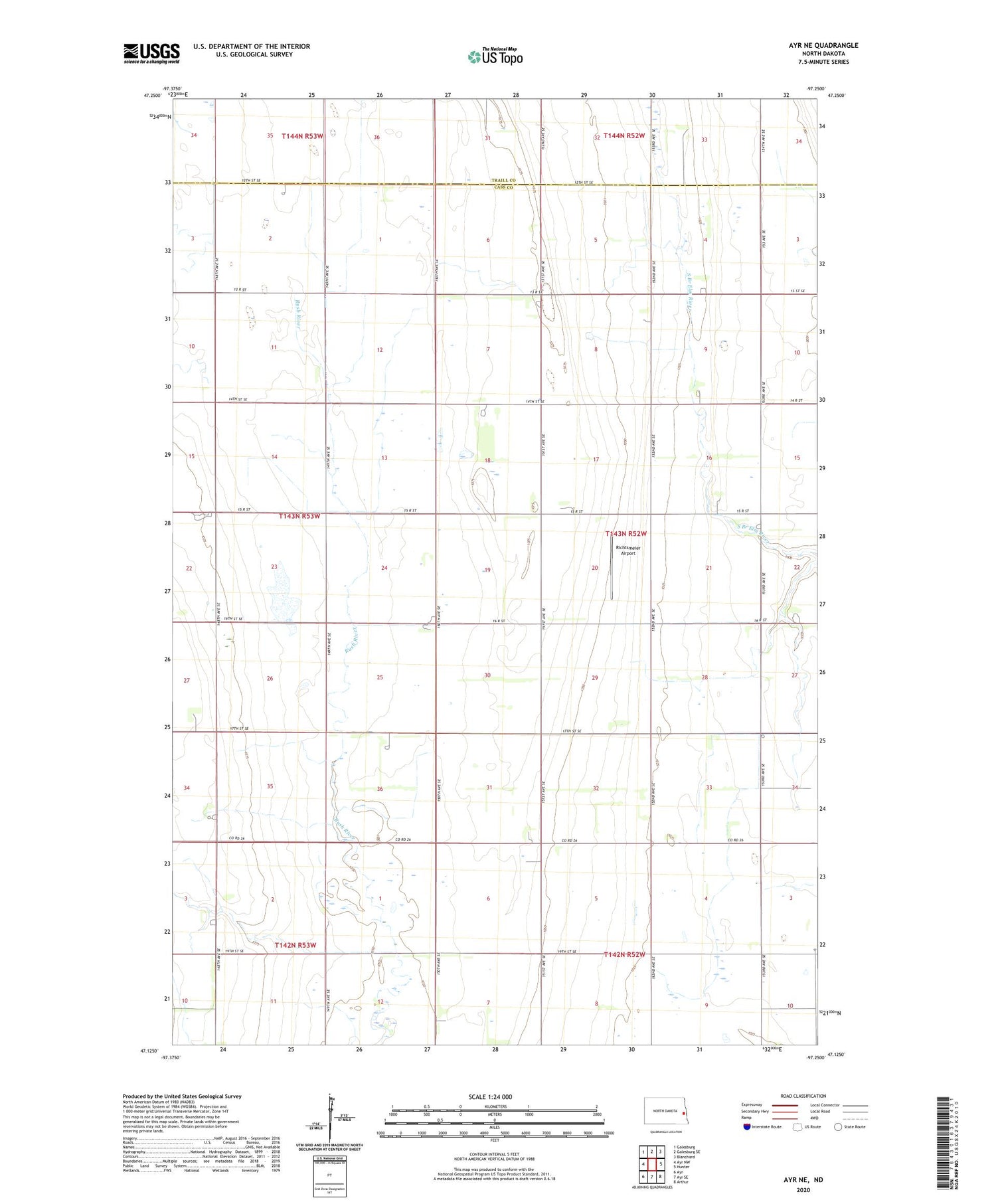 Ayr NE North Dakota US Topo Map Image