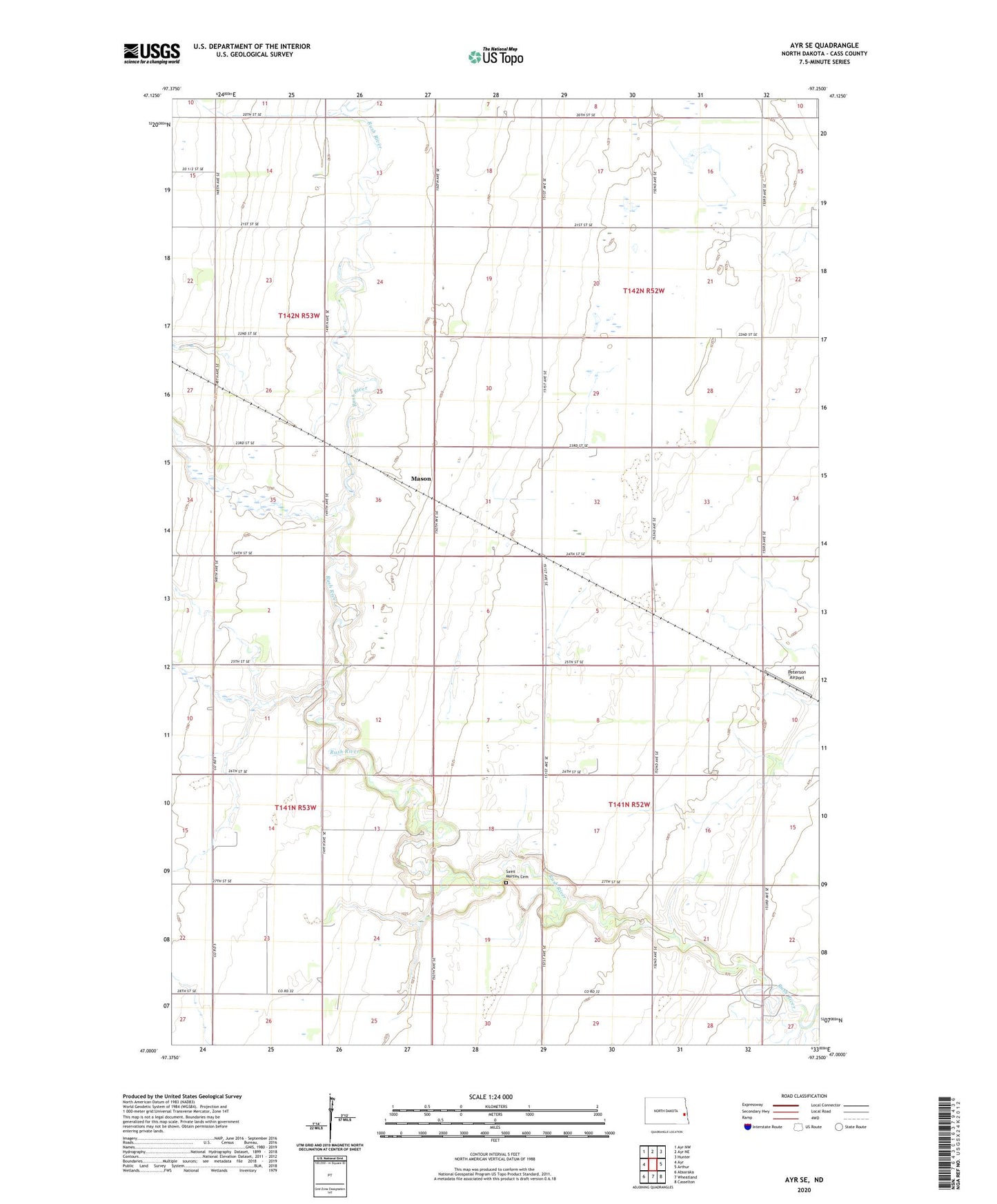 Ayr SE North Dakota US Topo Map Image