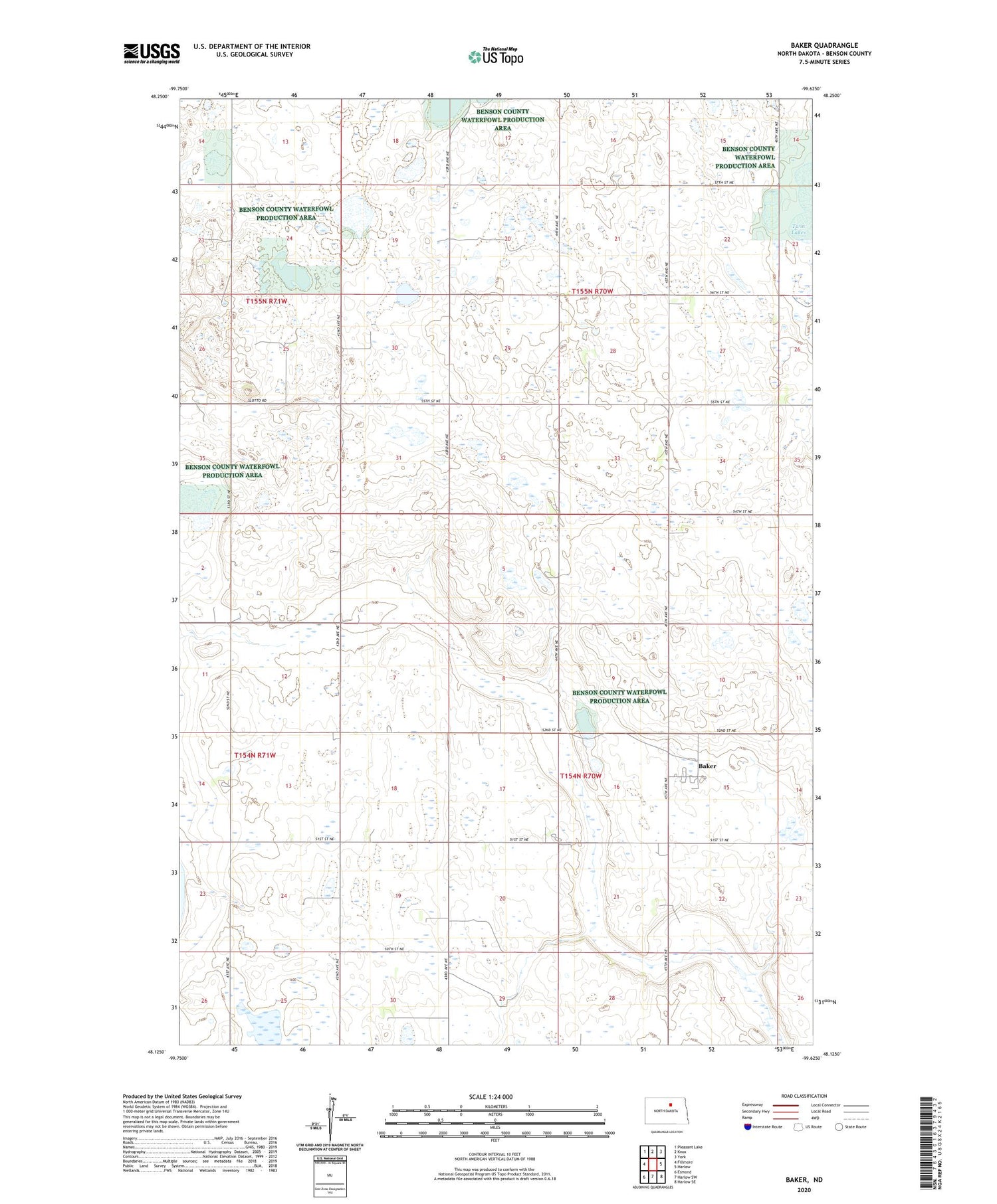 Baker North Dakota US Topo Map Image