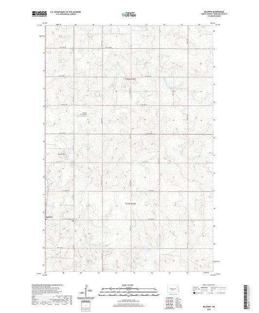 Baldwin North Dakota US Topo Map Image