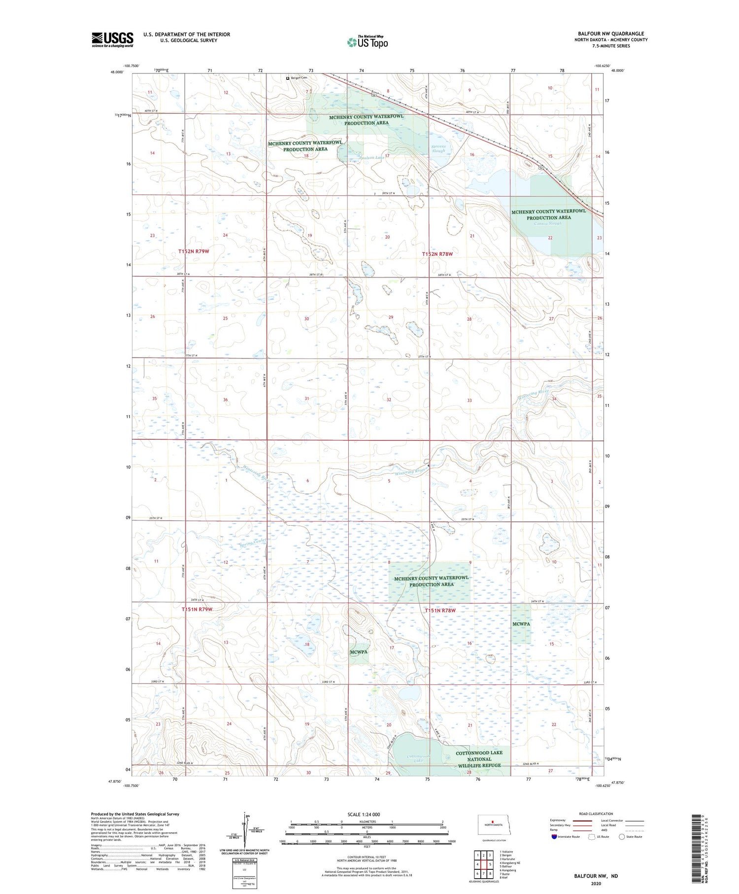 Balfour NW North Dakota US Topo Map Image