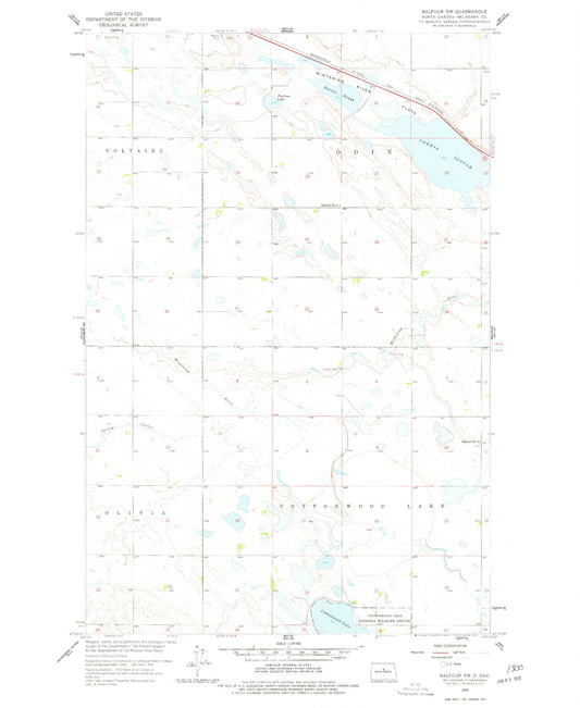 Classic USGS Balfour NW North Dakota 7.5'x7.5' Topo Map Image