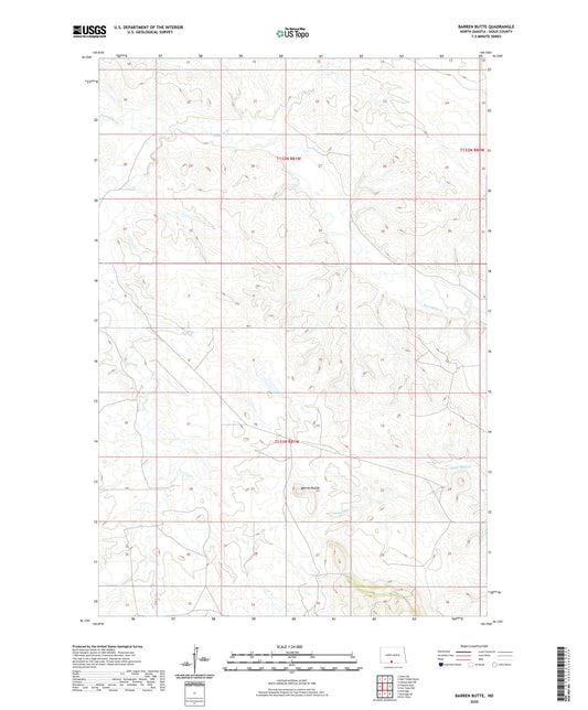 Barren Butte North Dakota US Topo Map Image
