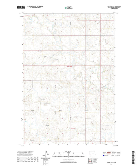 Barths Butte North Dakota US Topo Map Image