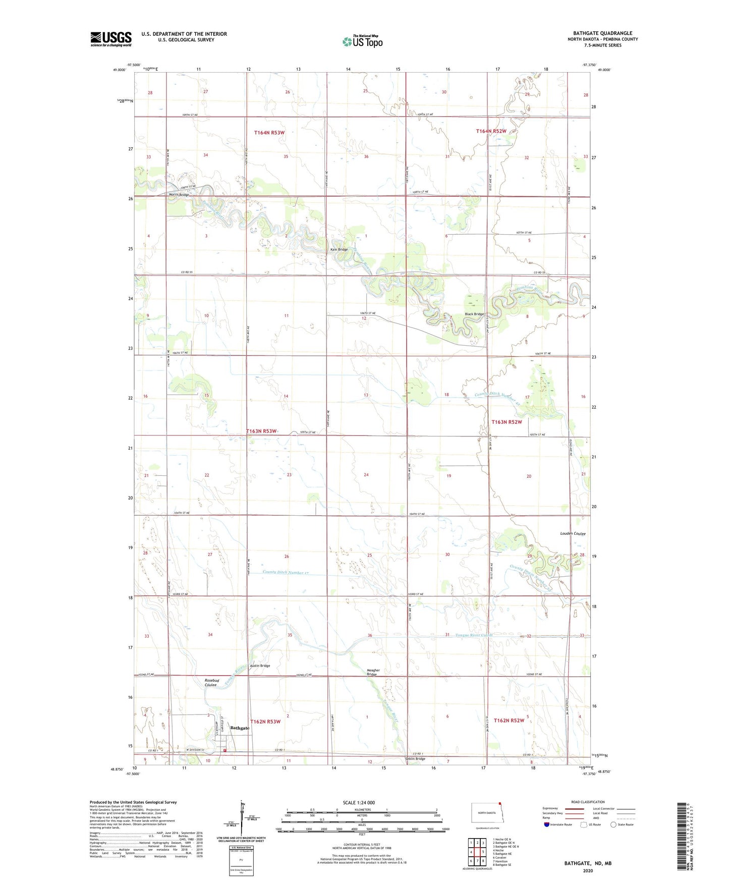 Bathgate North Dakota US Topo Map Image