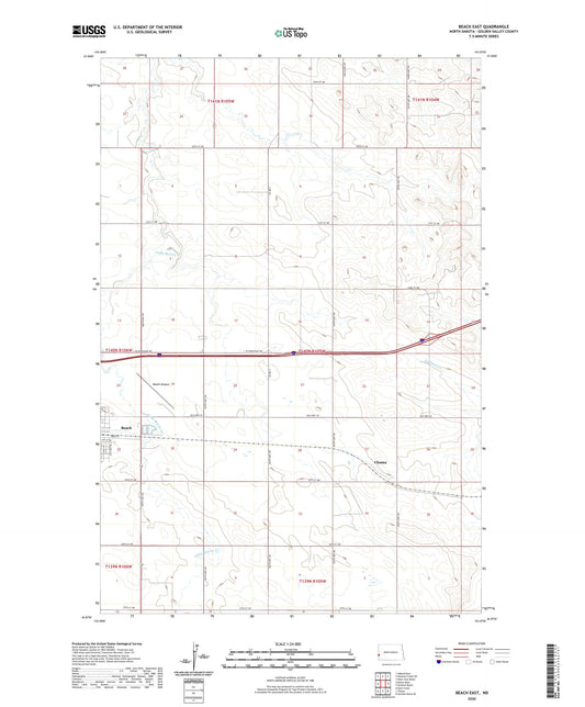 Beach East North Dakota US Topo Map Image