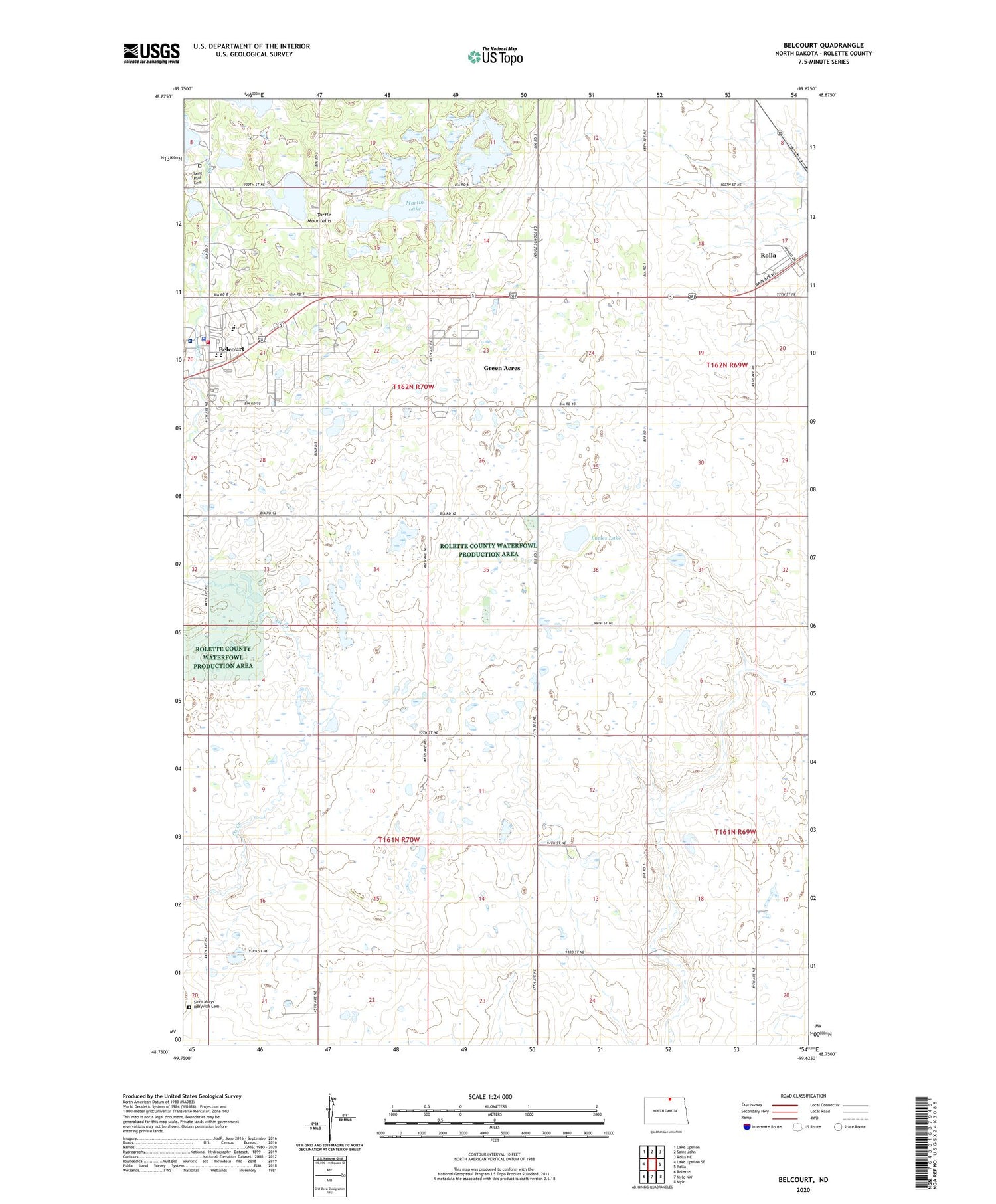 Belcourt North Dakota US Topo Map Image