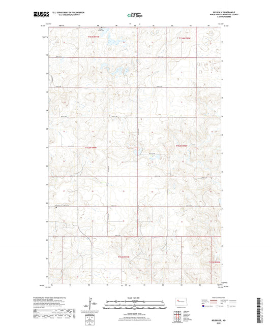 Belden SE North Dakota US Topo Map Image