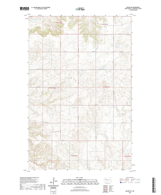 Belden SW North Dakota US Topo Map Image