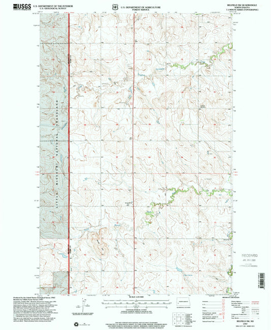 Classic USGS Belfield SW North Dakota 7.5'x7.5' Topo Map Image