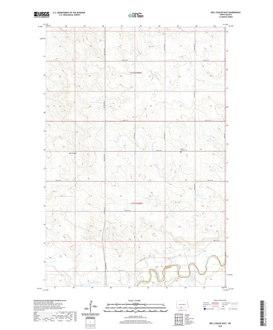 Bell Coulee East North Dakota US Topo Map Image