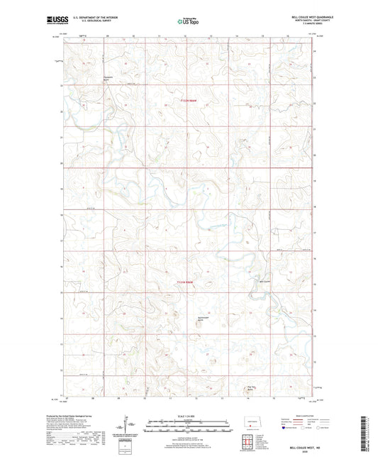 Bell Coulee West North Dakota US Topo Map Image
