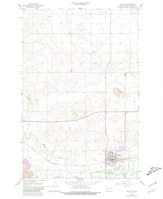 Classic USGS Beulah North Dakota 7.5'x7.5' Topo Map Image