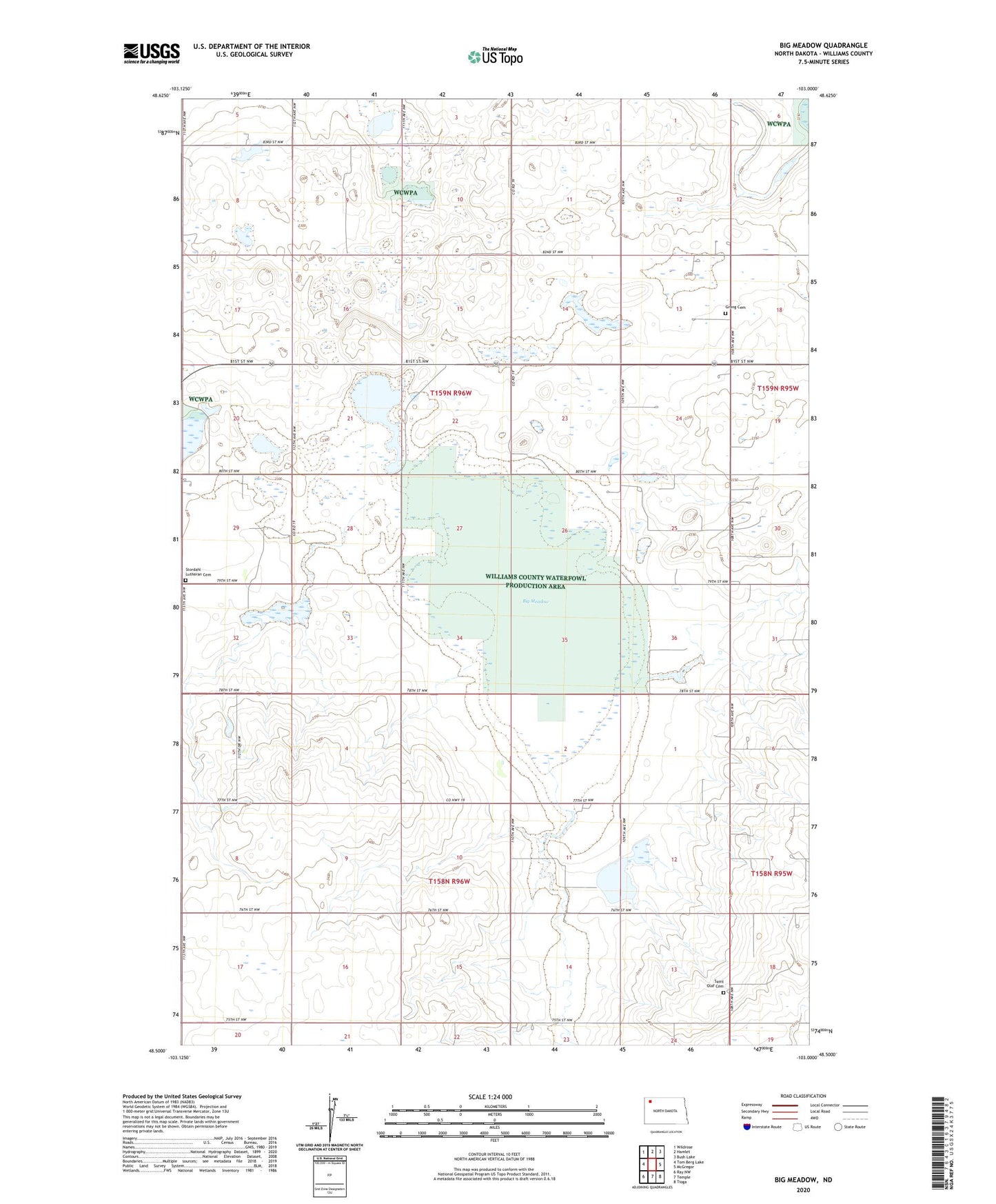 Big Meadow North Dakota US Topo Map Image