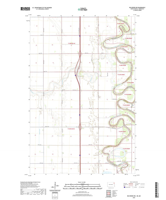 Big Woods NW North Dakota US Topo Map Image